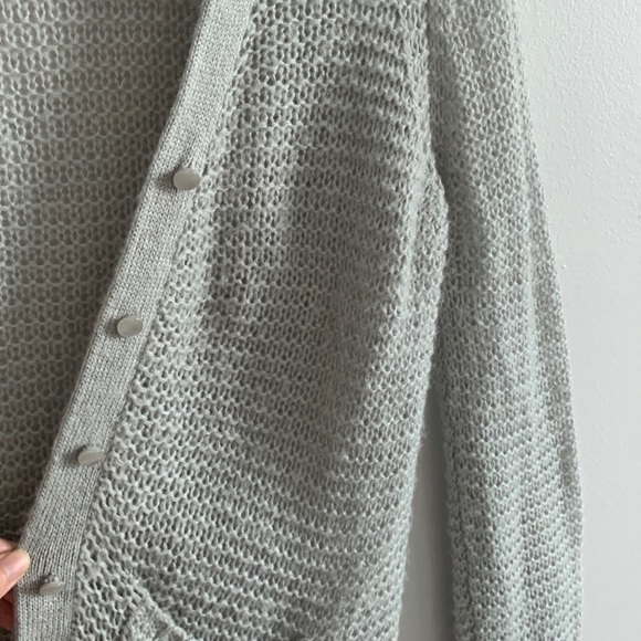 Grey knit button up cardigan long sleeve sweater - Picture 3 of 6
